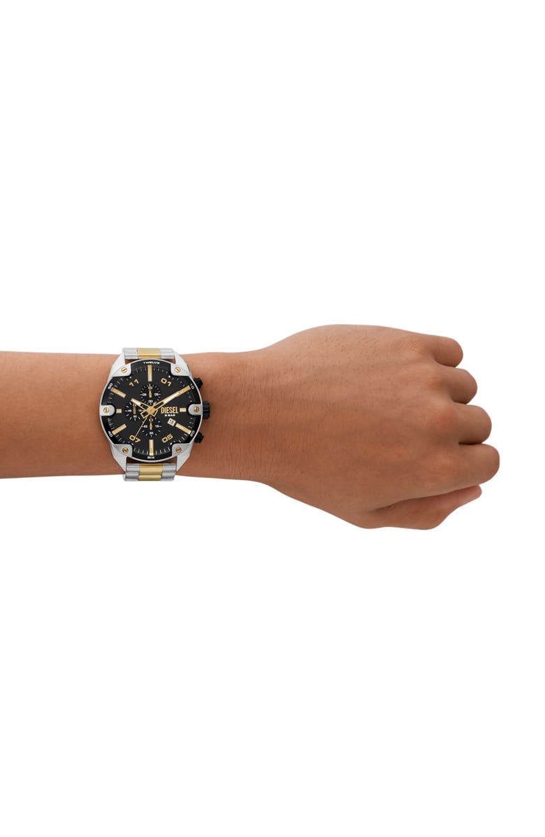 DIESEL<sup>®</sup> Spiked Two-Tone Bracelet Chronograph Watch, 49mm, Alternate, color, 2-Tone