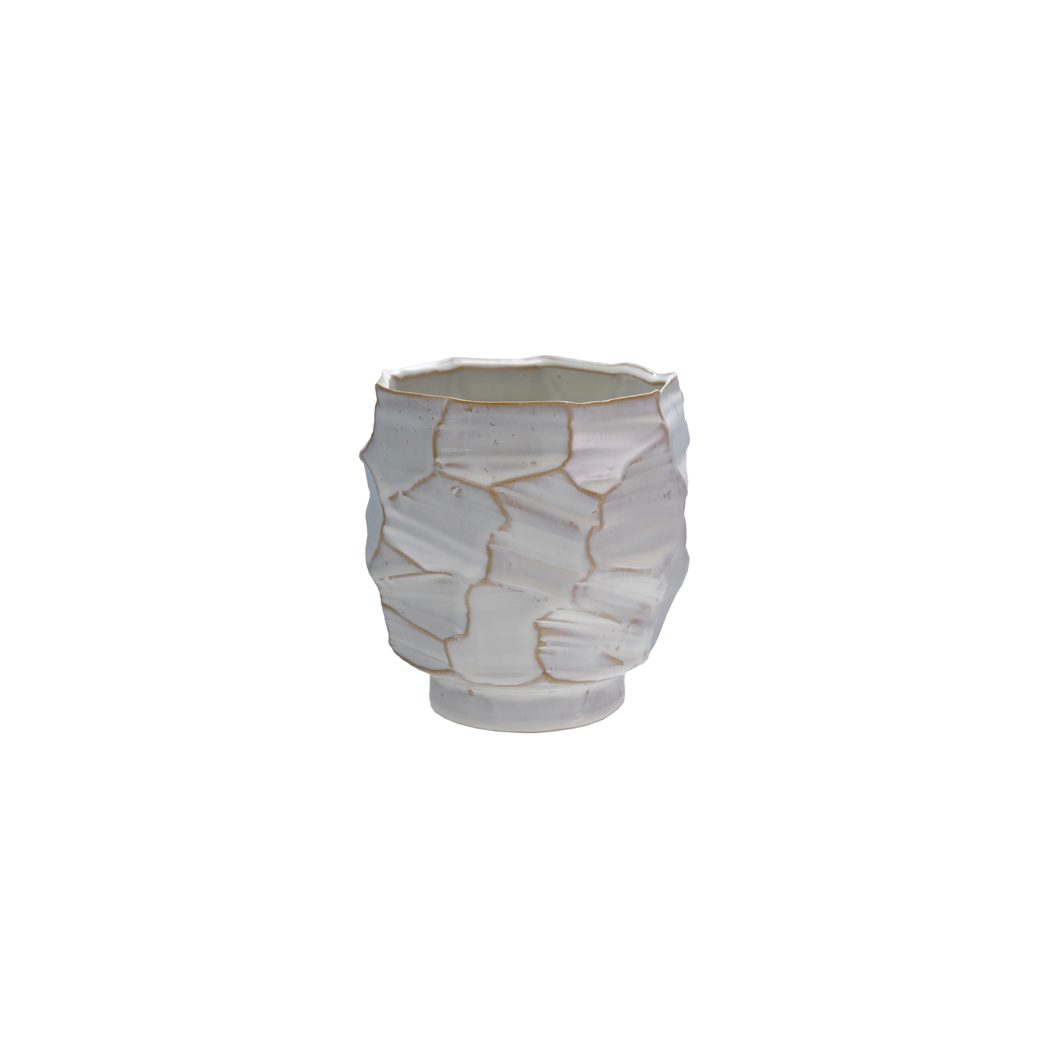 Storied Home Stoneware Planter/vase With Reactive Glaze, Cream Color In White