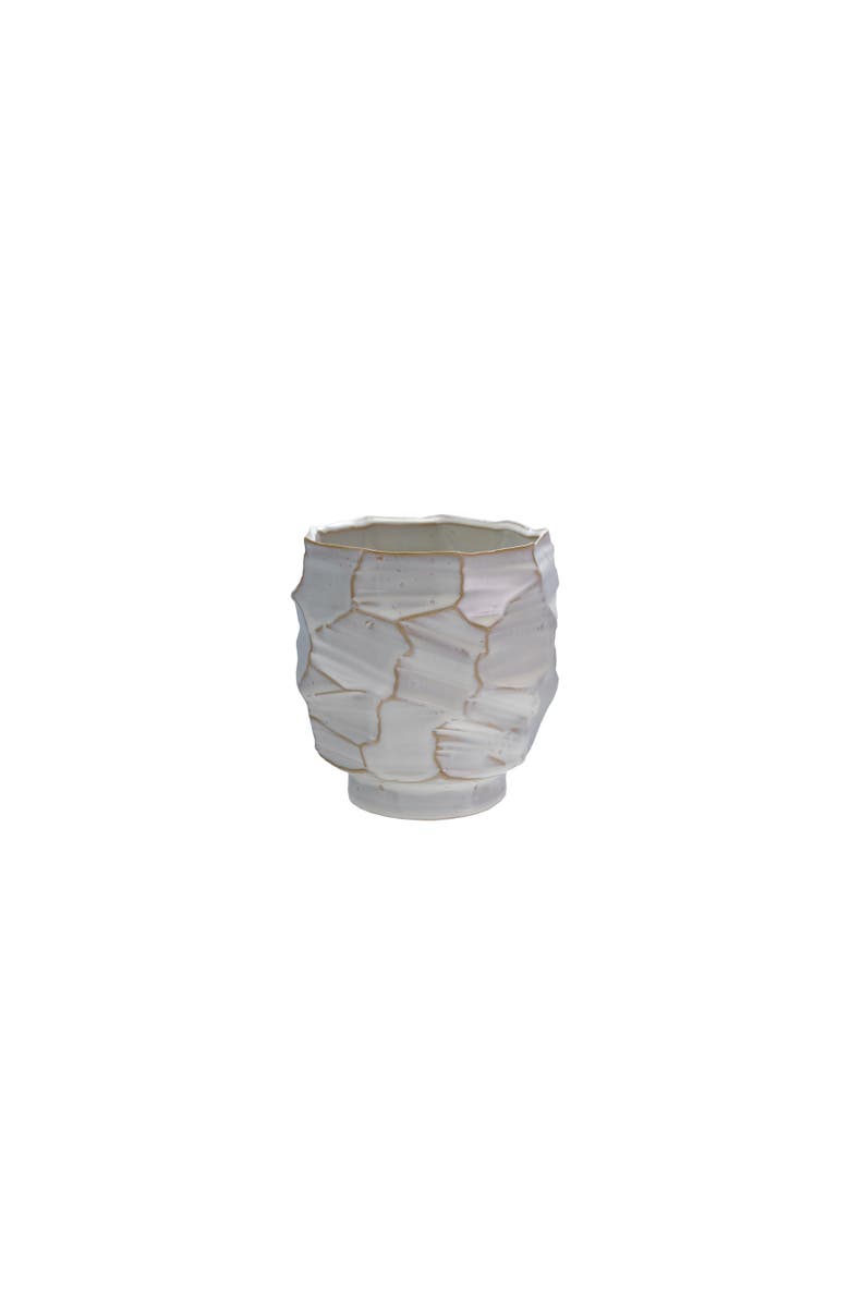 Storied Home Stoneware Planter/Vase with Reactive Glaze, Cream Color, Main, color, Cream