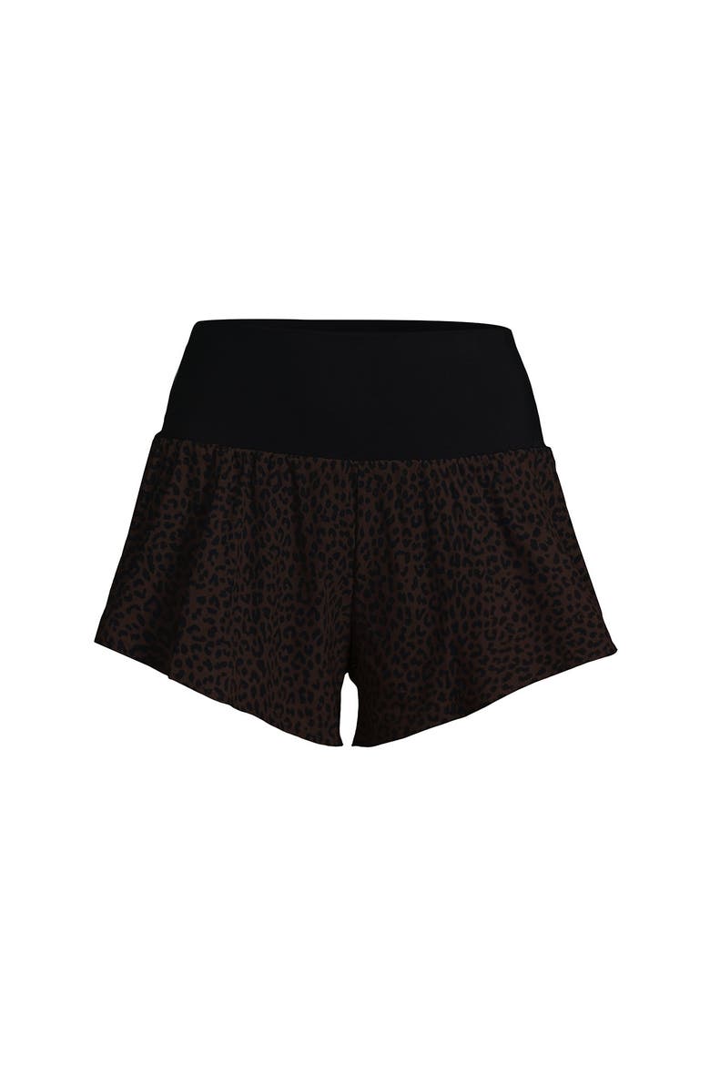3" Pinchless Flutter Swim Short with Panty, Alternate, color, Brown Leopard