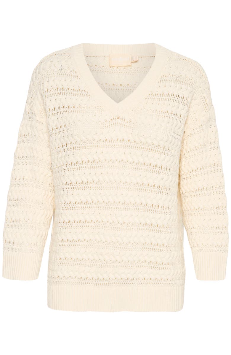 Soaked in Luxury SLSkylah V-neck 3/4 Sleeve Pullover, Alternate, color, Whisper White