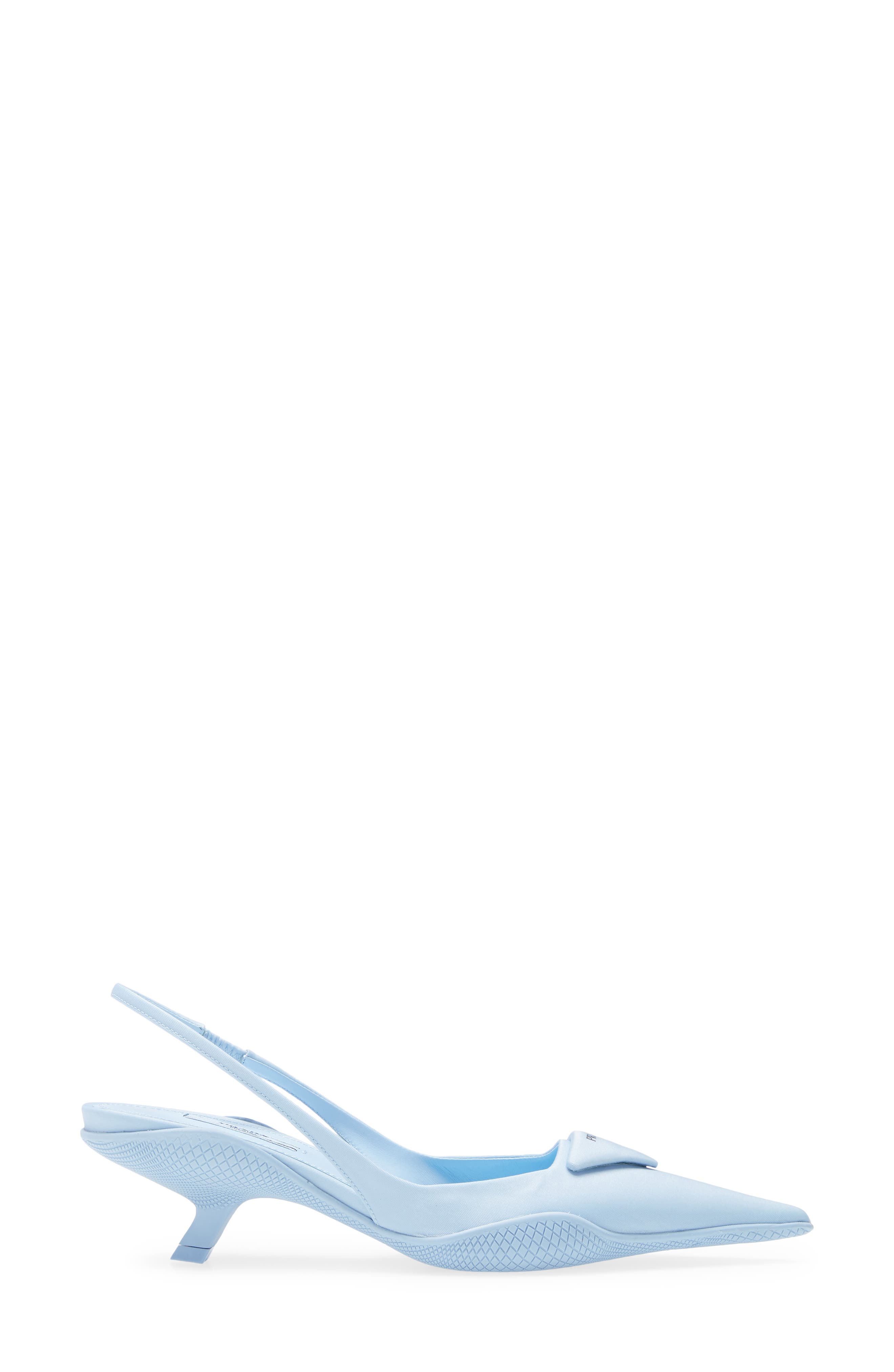 Prada Triangle Logo Pointed Toe Slingback Pump, Alternate, color, 