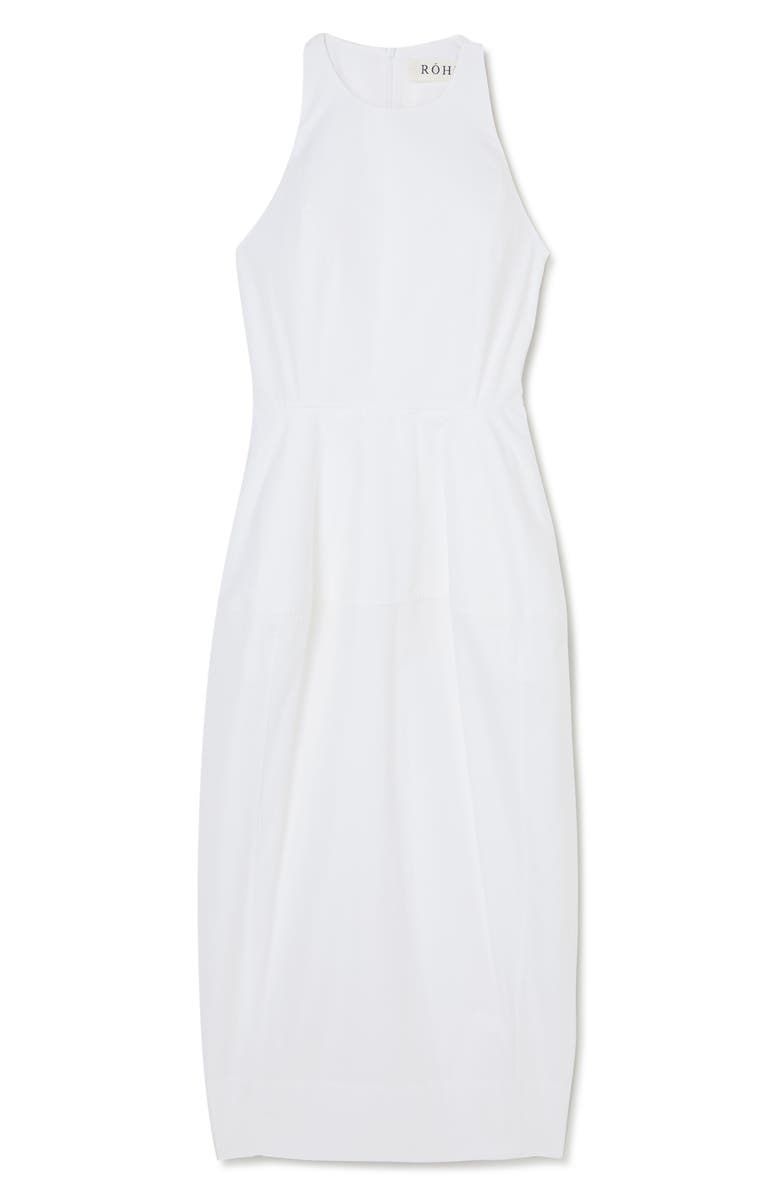 Róhe Sculptural Cotton Poplin Midi Dress, Alternate, color, Optic White