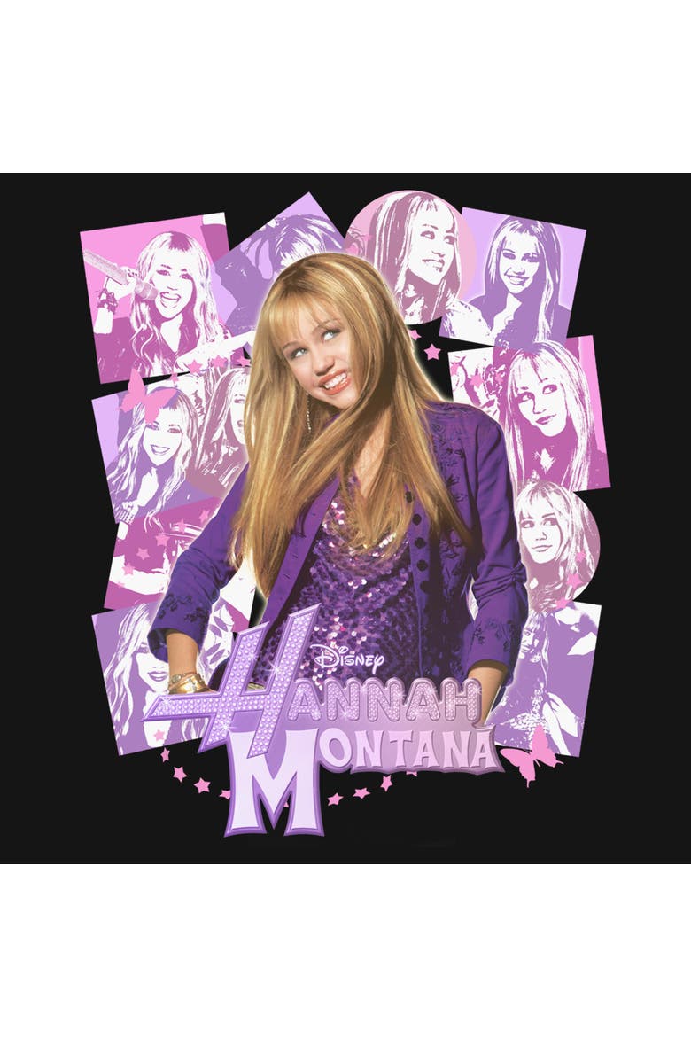 Junior's Hannah Montana Star Pose Collage  Sweatshirt, Alternate, color, Black