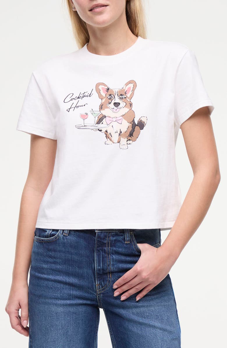 Wildfox Jamie Cocktail Hour Graphic T-Shirt, Main, color, Snow White