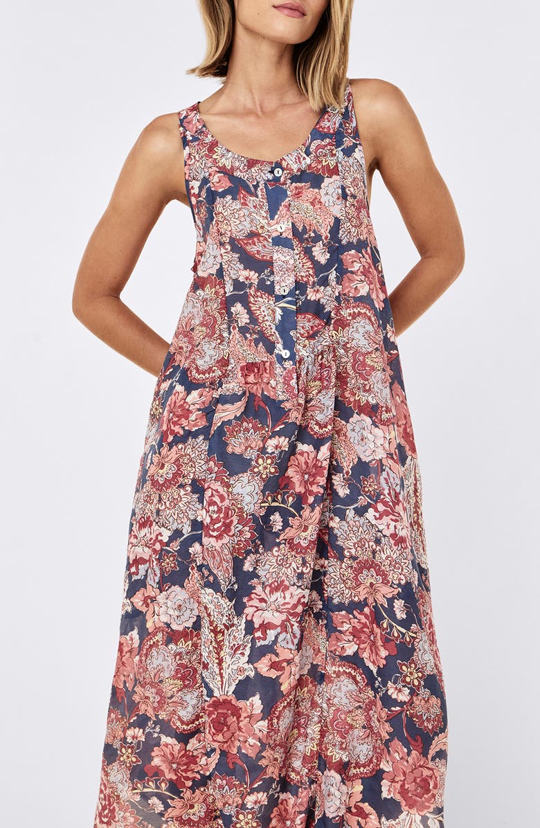 Papinelle Ella Cotton & Silk Nightgown, Alternate, color, Blue Indigo