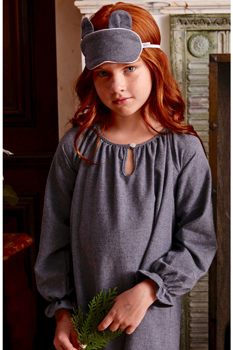 Kids' Delphine Flannel Nightgown, Alternate, color, GREY