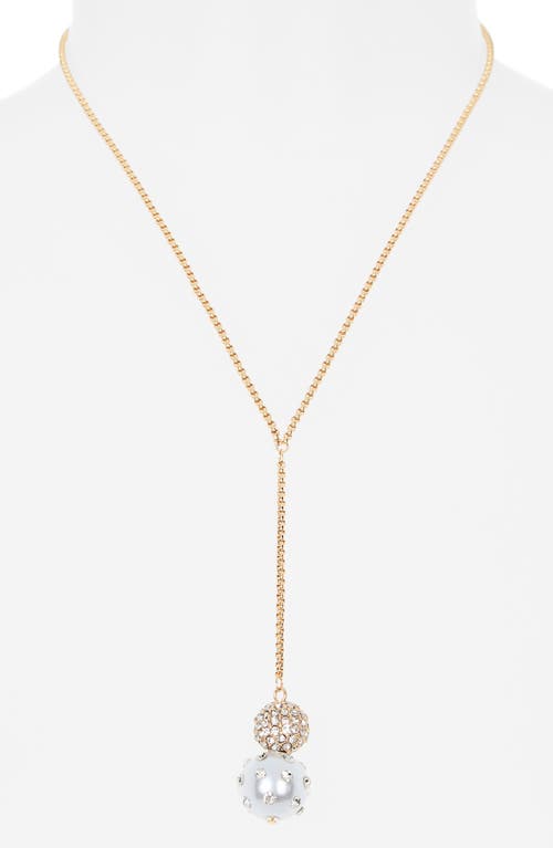 Nordstrom Rack Crystal & Faux Pearl Y-necklace In Gold