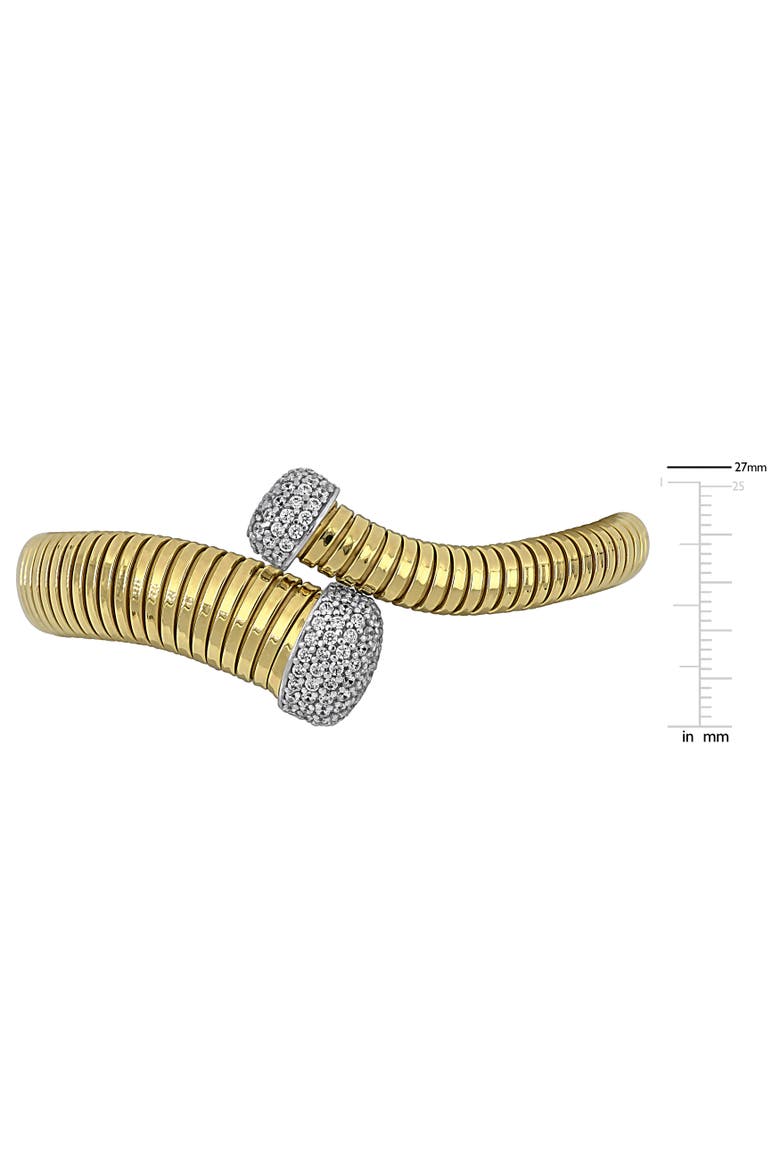 Cubic Zirconia Bypass Wrap Bangle Bracelet, Alternate, color, Yellow-Plated