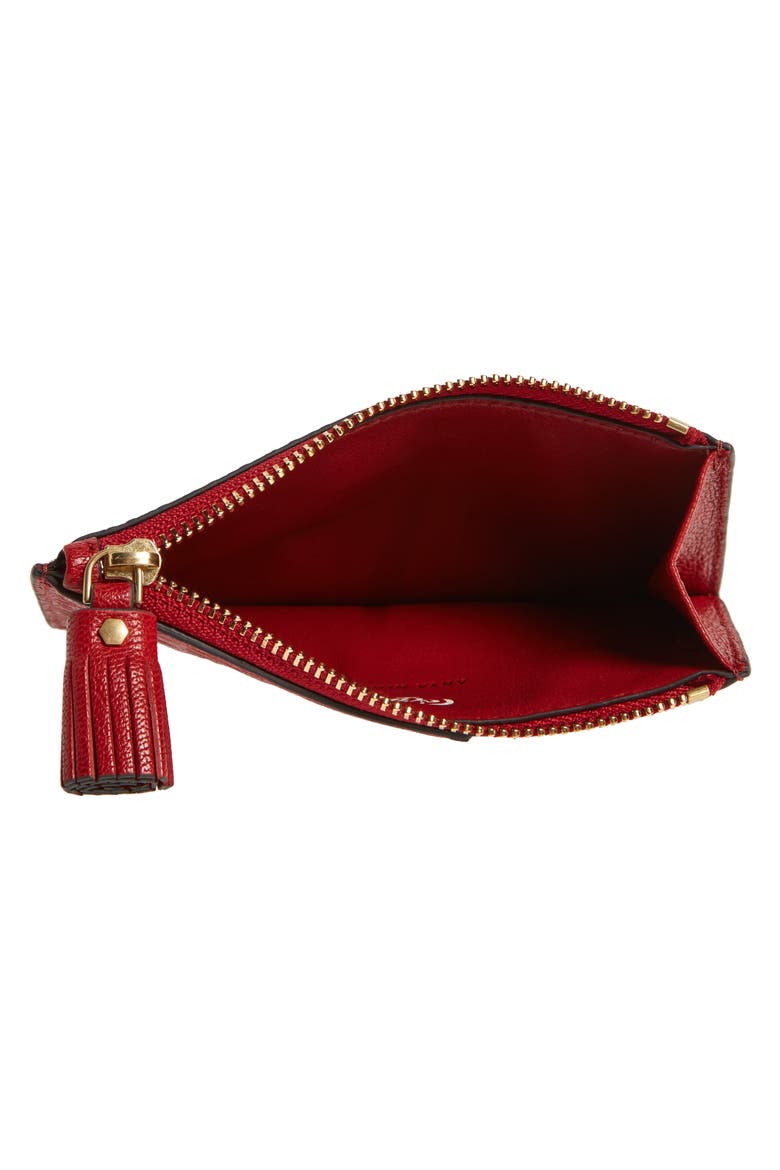 Coca-Cola® Embossed Leather Zip Card Case, Alternate, color, RED