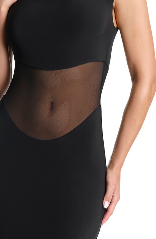 Shop Naked Wardrobe Hourglass Mesh Inset Sleeveless Maxi Dress In Black