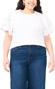 Vince Camuto Lace Sleeve Tee
