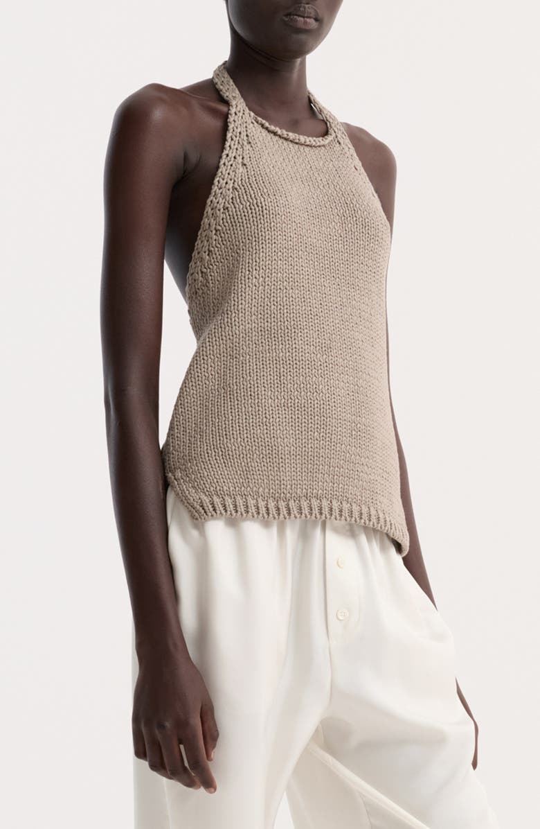 Róhe Chunky Cotton Halter Top, Main, color, Stone