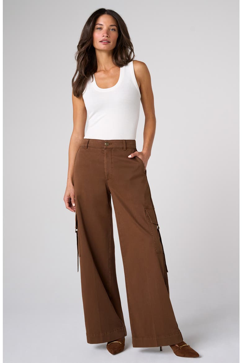 Mid Rise Wide Leg Cargo Pants, Alternate, color, CAROB BROWN