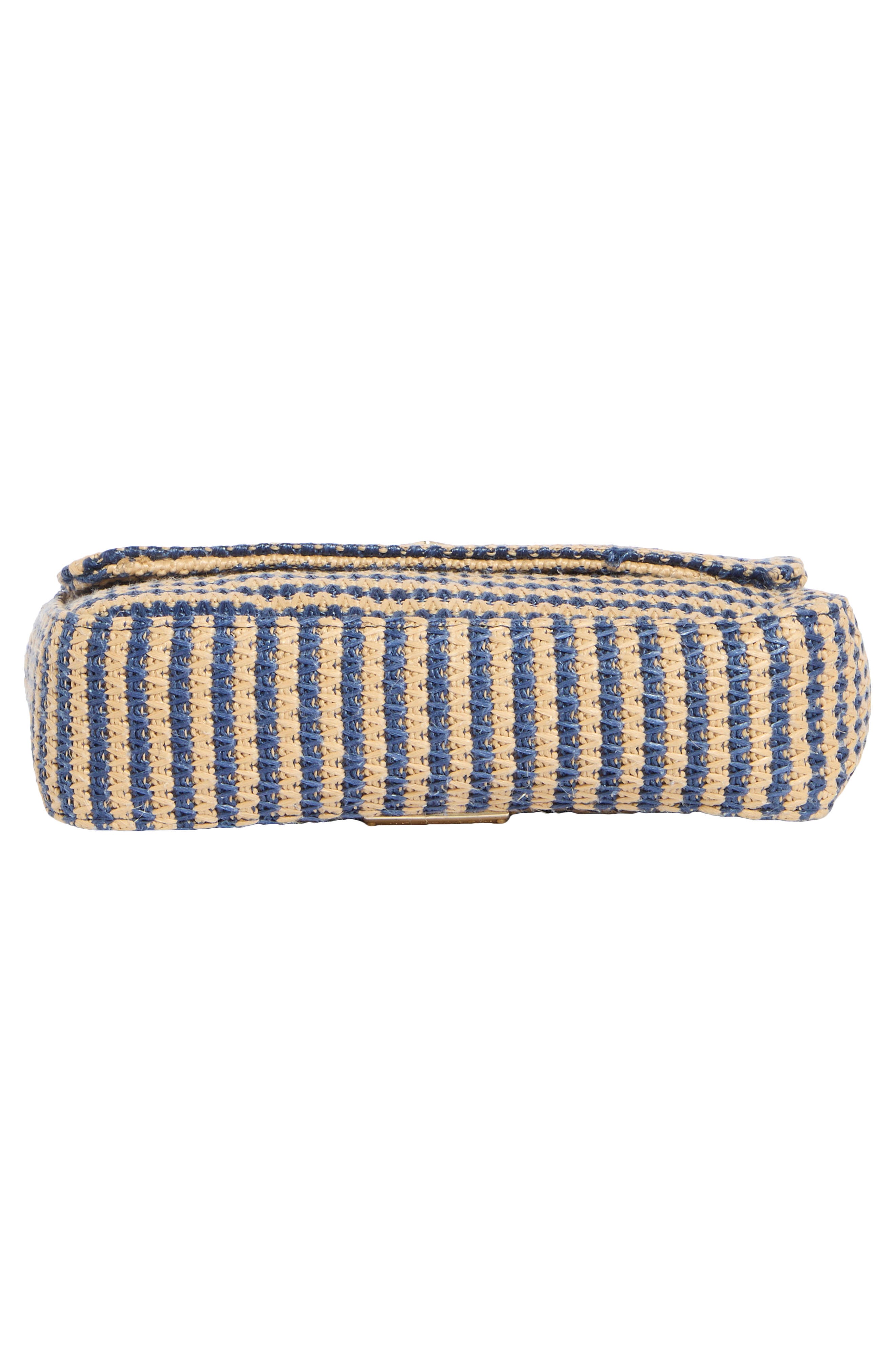 Madden Girl Straw Shoulder Bag, Alternate, color, Navy Stripe