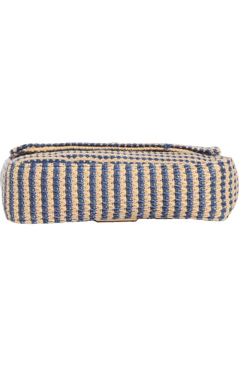 Madden Girl Straw Shoulder Bag, Alternate, color, Navy Stripe