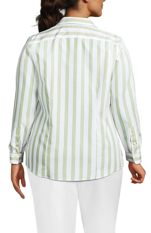 Lands' End Plus Size No Iron Button Front Shirt In Green