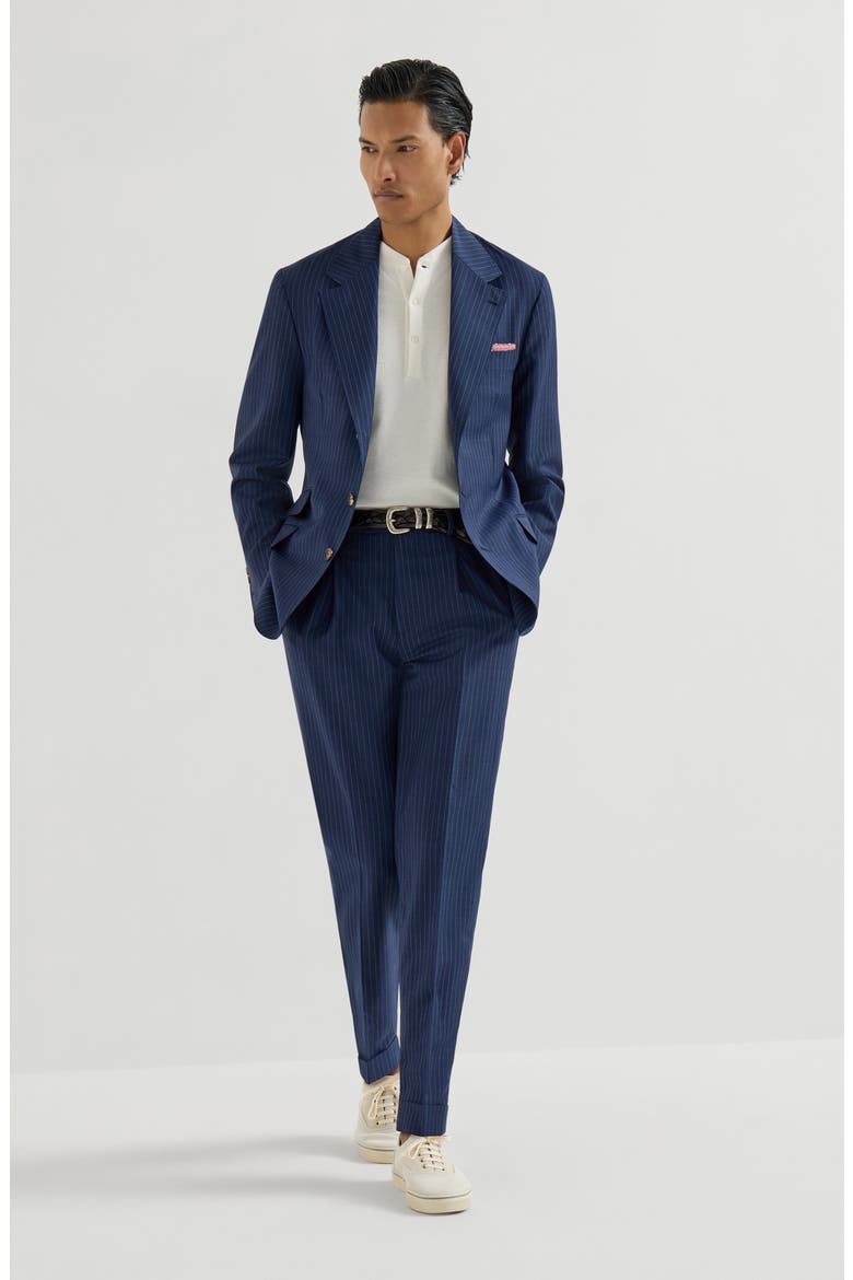 Chalk stripe deconstructed blazer, Alternate, color, Blue