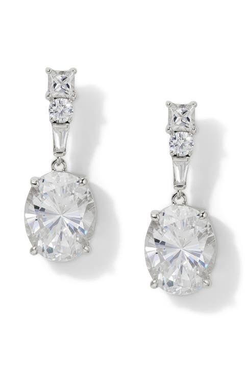 Delphine Oval Cubic Zirconia Drop Earrings