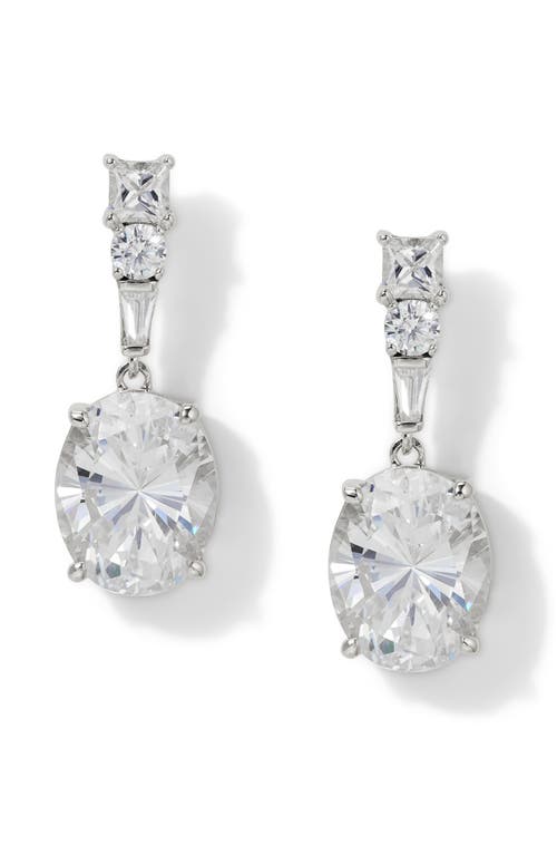 NADRI NADRI DELPHINE OVAL CUBIC ZIRONIA DROP EARRINGS