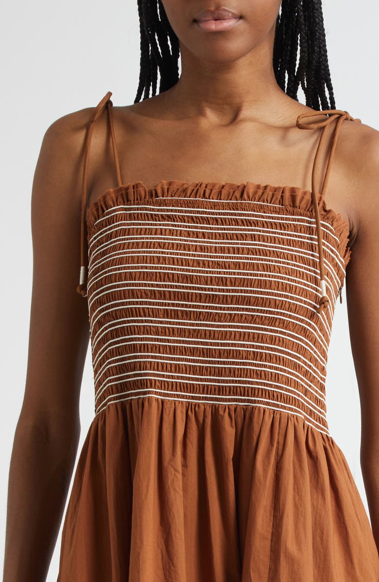 Veronica Beard Kaela Smocked Tie Strap Midi Dress, Alternate, color, 