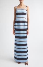Emilia Wickstead Regina Stripe Taffeta Faille Column Dress