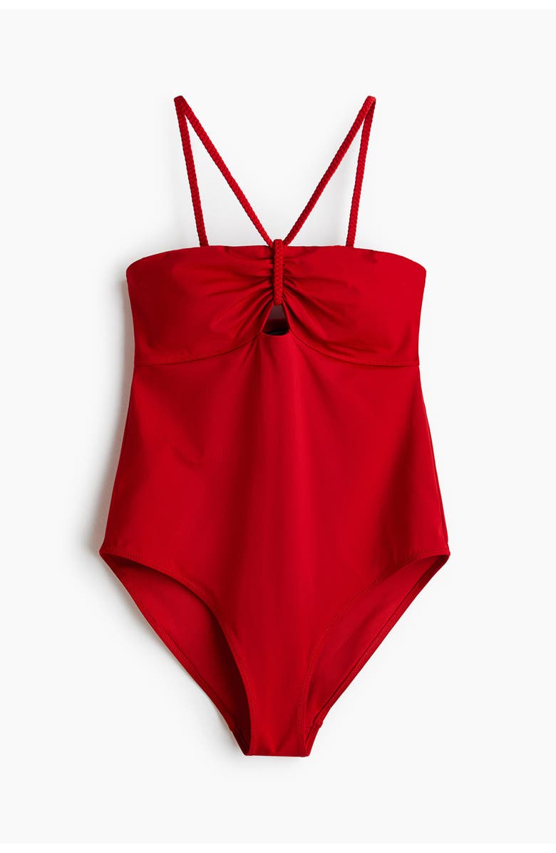 H&M Padded-cup Swimsuit, Main, color, Bright Red