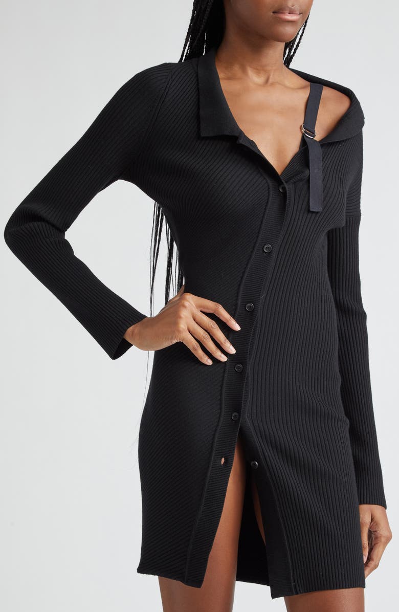Jacquemus The Colin Asymmetric Long Sleeve Wool Blend Dress, Alternate, color,