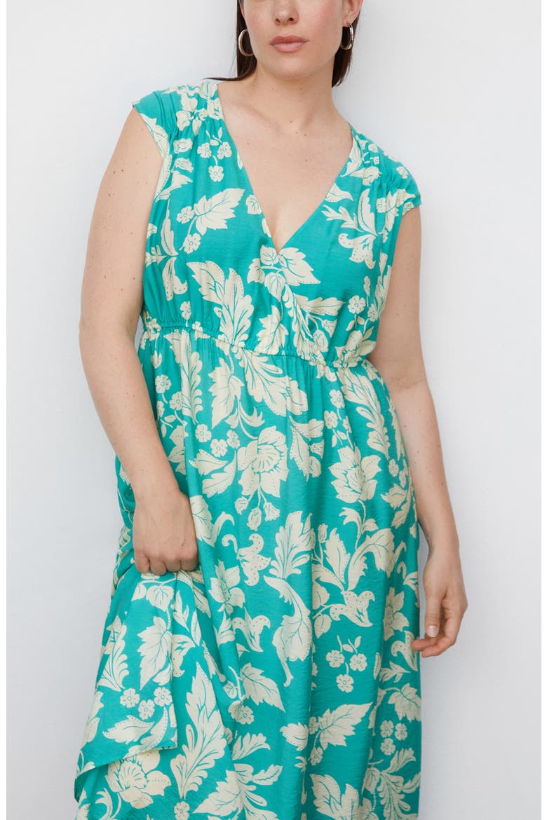 Floral Ruched Dress, Alternate, color, TURQUOISE