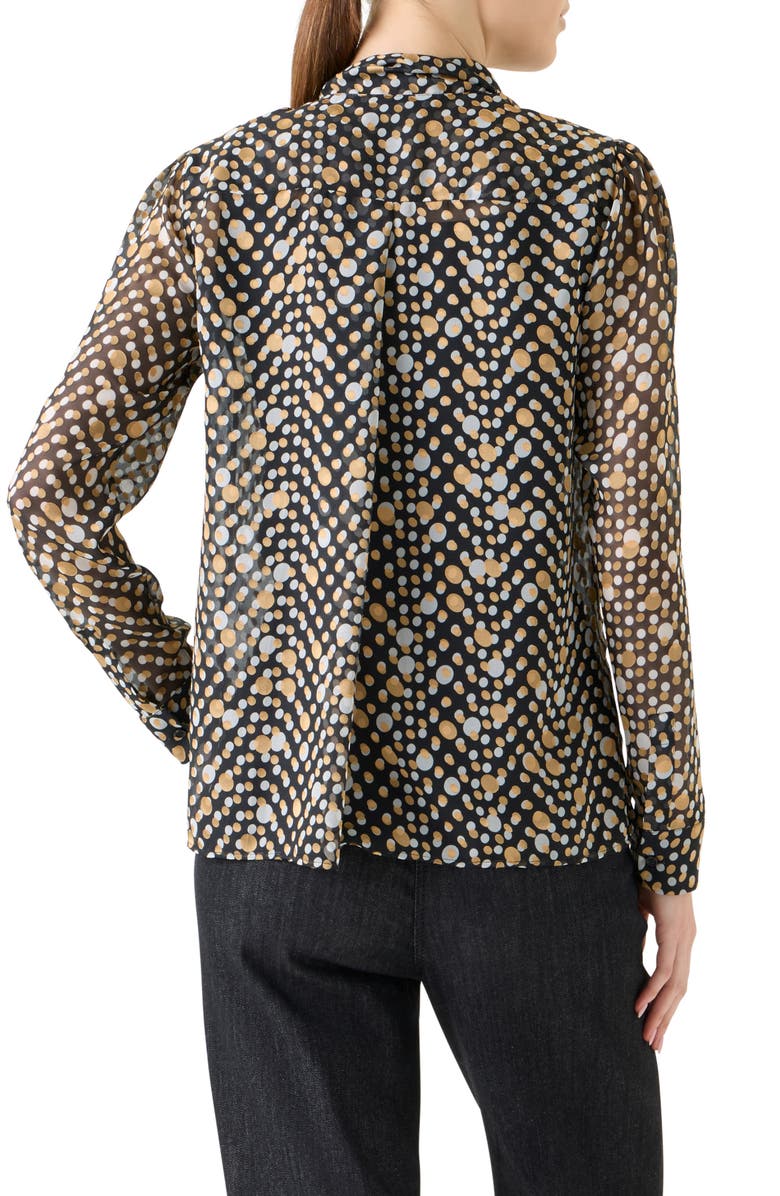 Akris punto Polka Dot Devoré Button-Up Shirt, Alternate, color, Black-Multicolor