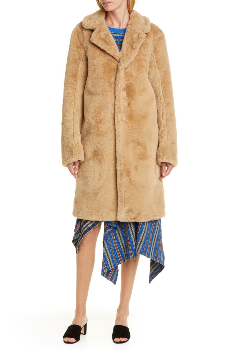 Reversible Faux Fur Coat, Alternate, color, BLACK/ CAMEL