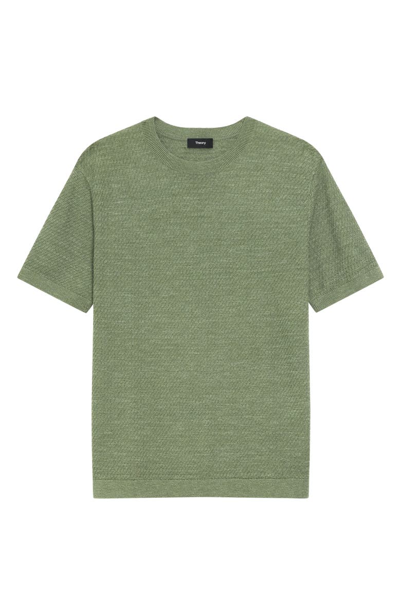 Theory Kolben Short Sleeve Linen & Cotton Blend Crewneck Sweater, Alternate, color, Orchard - 2Cs