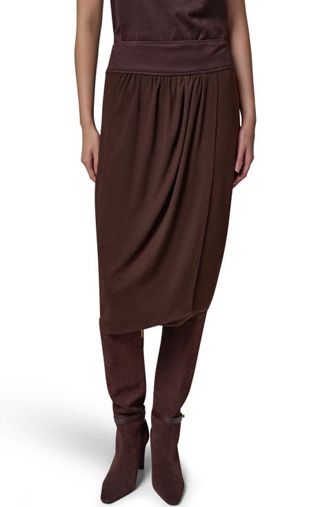 Mixed Media Twist Detail Midi Skirt