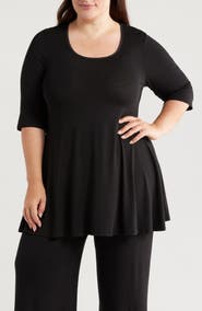 24seven Comfort Apparel Swing Asymmetric Hem Tunic Top