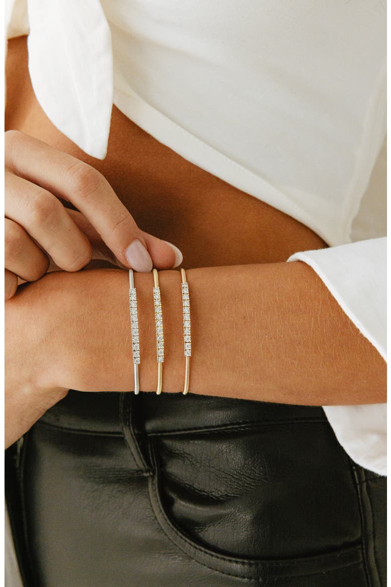 Ava Bea Flexi Diamond Cuff Bracelet, Alternate, color, WHITE GOLD