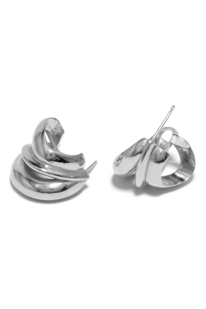 Dollop Hoop Earrings, Alternate, color, SILVER PLATED