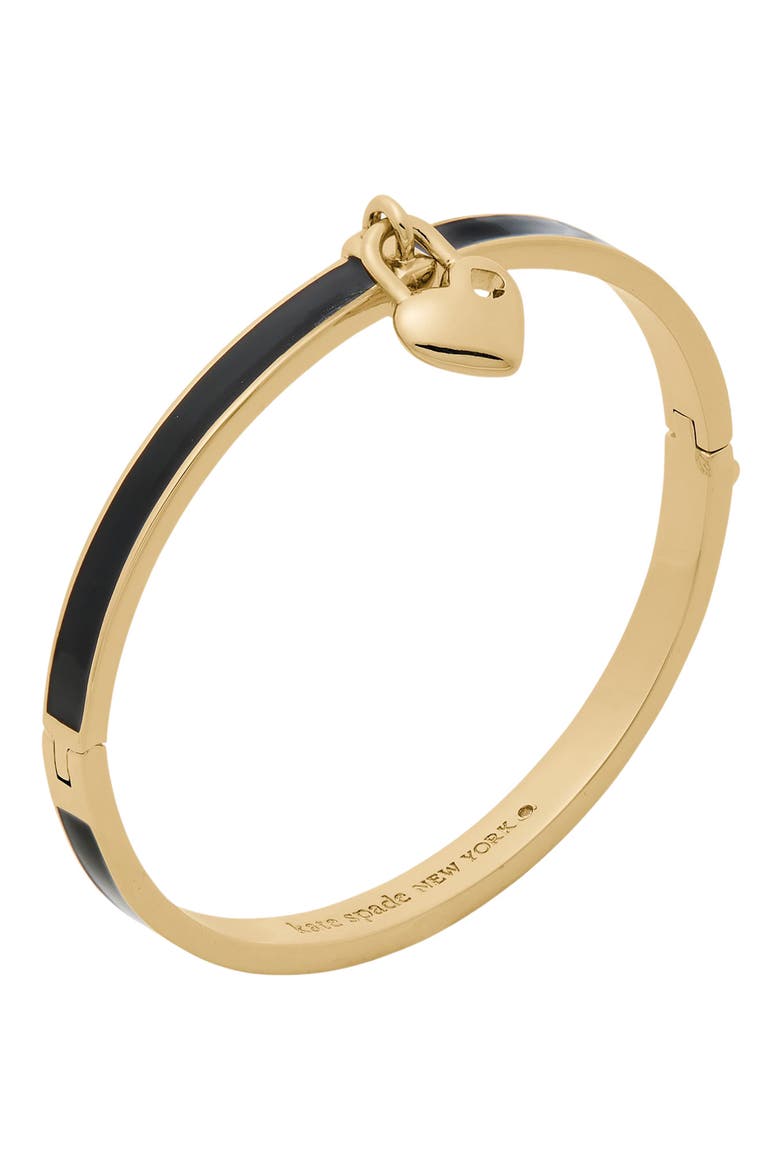 heart and spade enamel charm bracelet, Main, color, BLACK