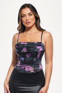 Popilush Draped Sculpting Floral-Print Camisole Top