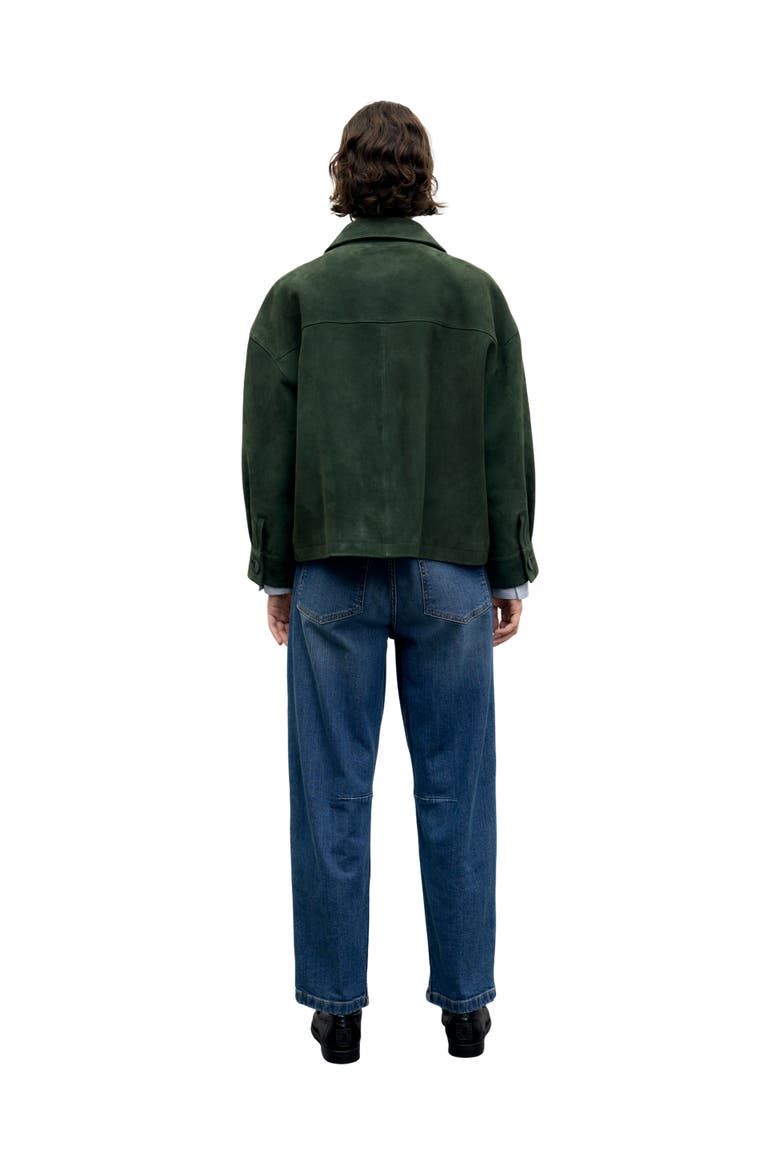 Pia Cropped Suede Jacket, Alternate, color, Dark Green