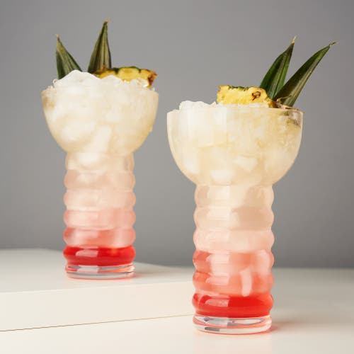 Viski Pacific Crystal Pearl Diver Glasses Set Of 2 In Clear