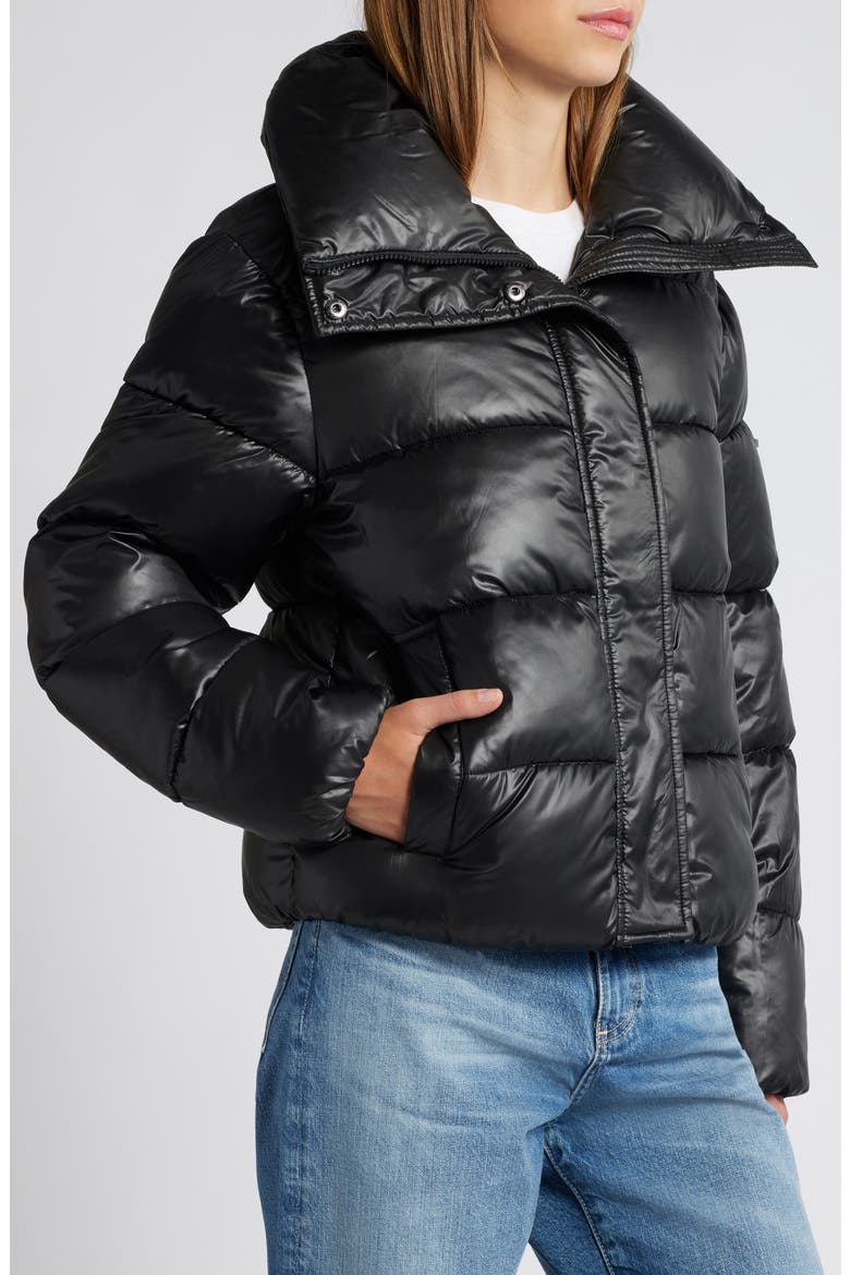 Water Resistant Crop Puffer Jacket, Alternate, color, BLACK