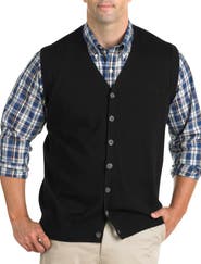 Oak Hill by DXL Big & Tall Button-Front Sweater Vest