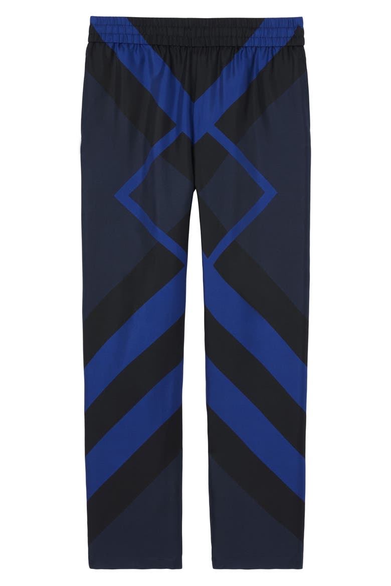 Remy Chevron Check Silk Pants (Nordstrom Exclusive), Alternate, color, DARK CHARCOAL BLUE