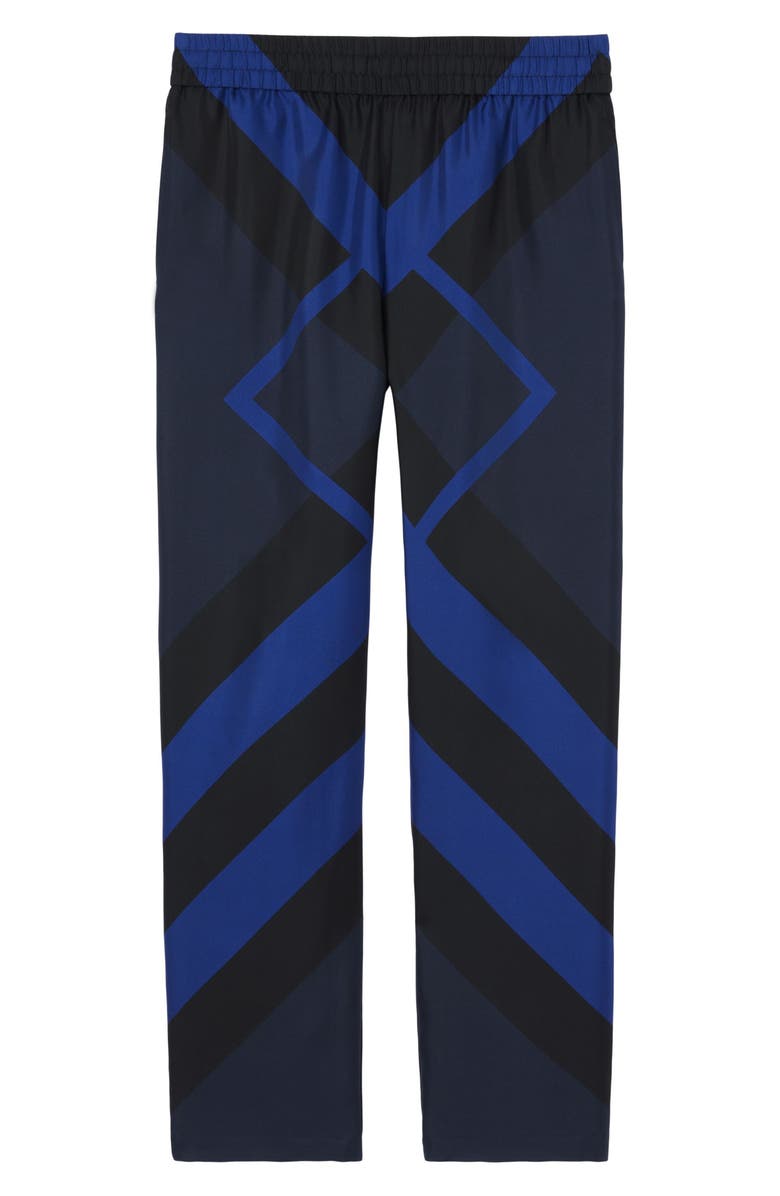 Burberry Remy Chevron Check Silk Pants, Alternate, color, Dark Charcoal Blue