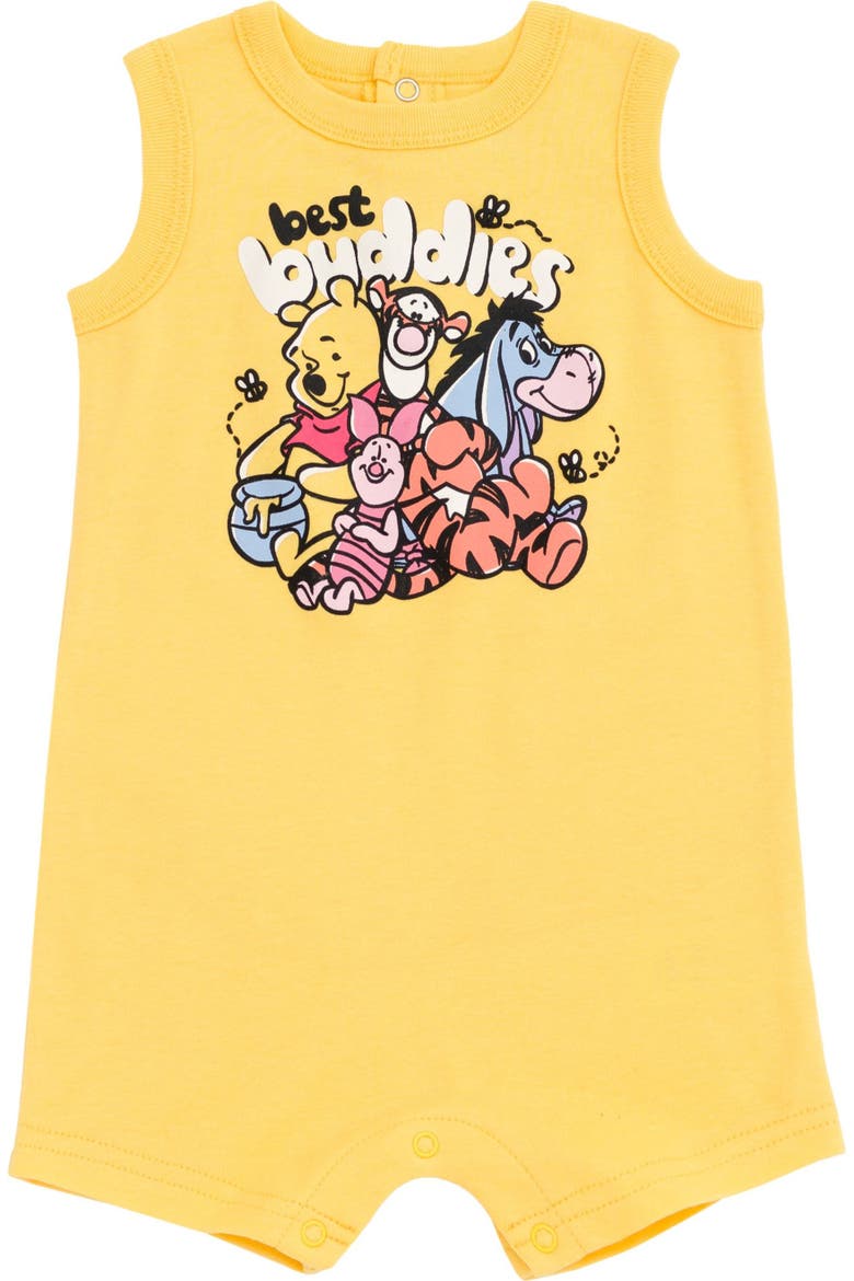 Winnie the Pooh One Piece Romper Set, Alternate, color, Winnie Yellow Cream