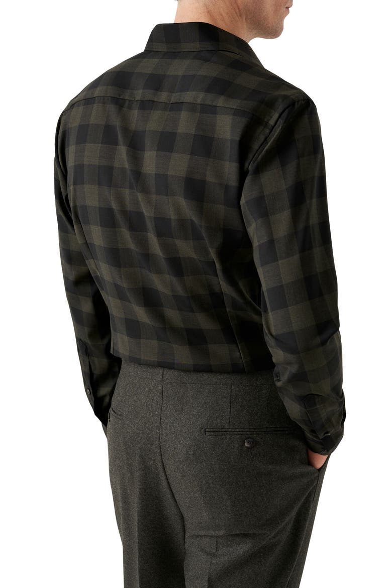 Slim Fit Plaid Wool Dress Shirt, Alternate, color, DARK GREEN
