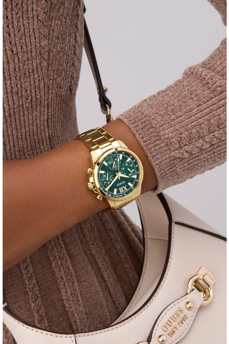 Bailey Chronograph Bracelet Watch, 36mm, Alternate, color, GOLD TONE/ GREEN