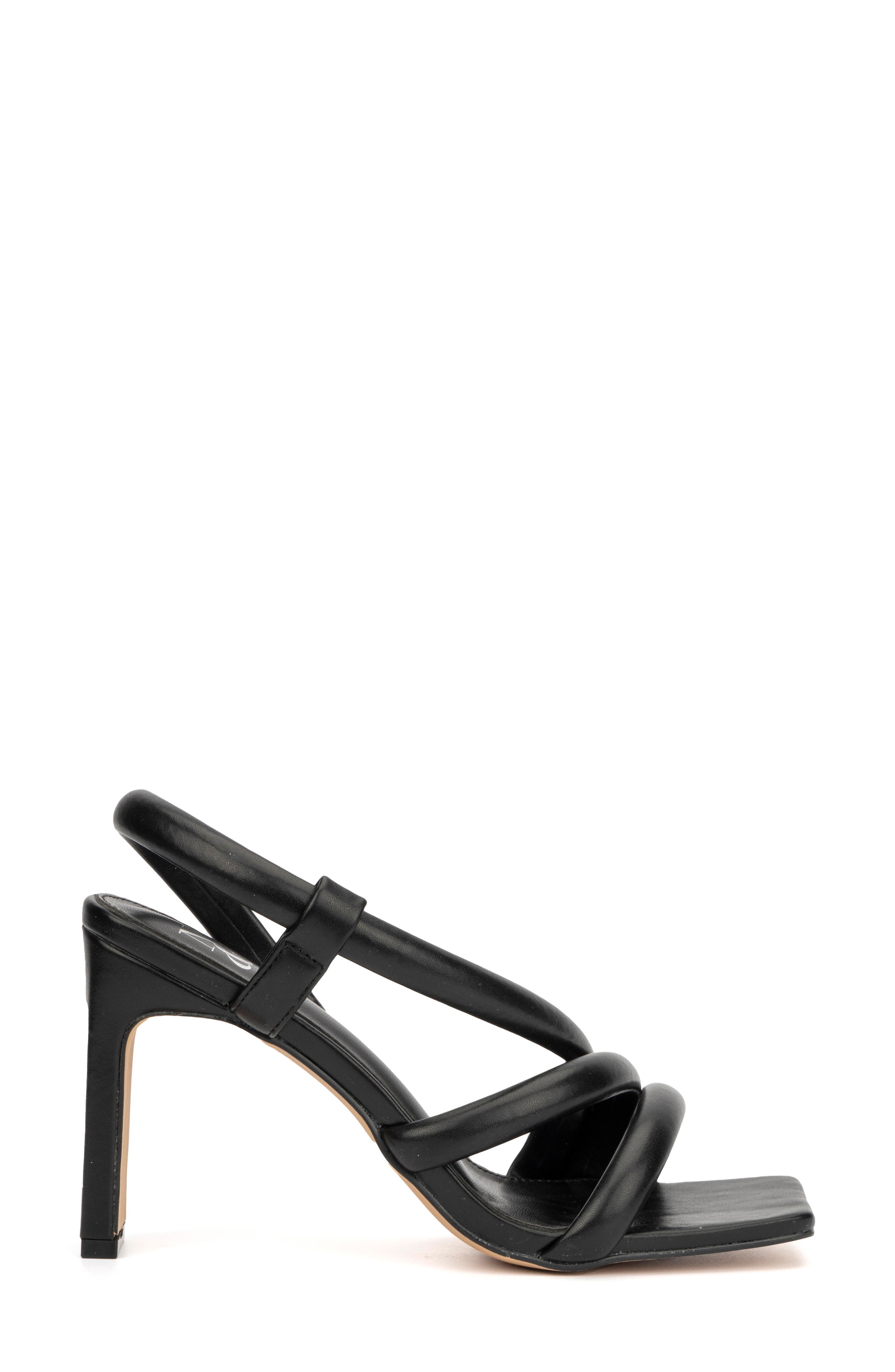 NEW YORK AND COMPANY Albina Asymmetrical Heeed Sandal, Alternate, color, Black