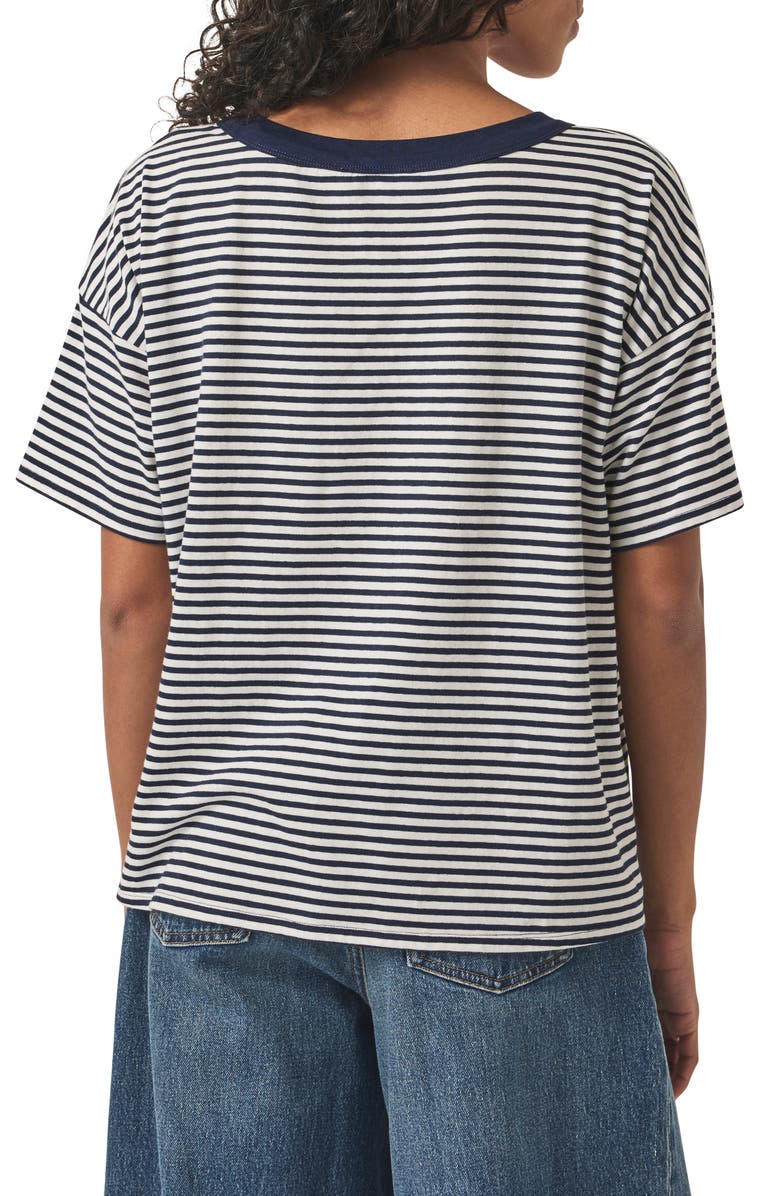 Splendid Astrid Stripe Boxy Ringer T-Shirt, Alternate, color, Navy Stripe