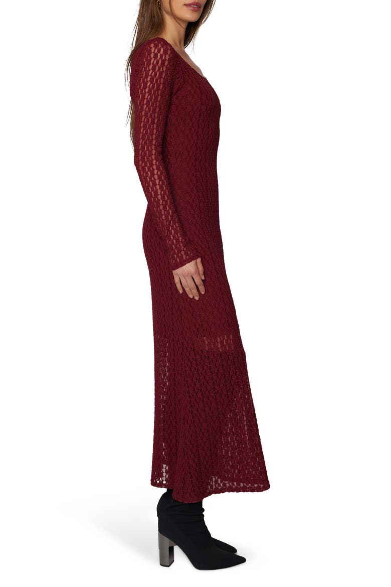 Sistine Tale Long Sleeve Open Stitch Maxi Dress, Alternate, color, MERLOT